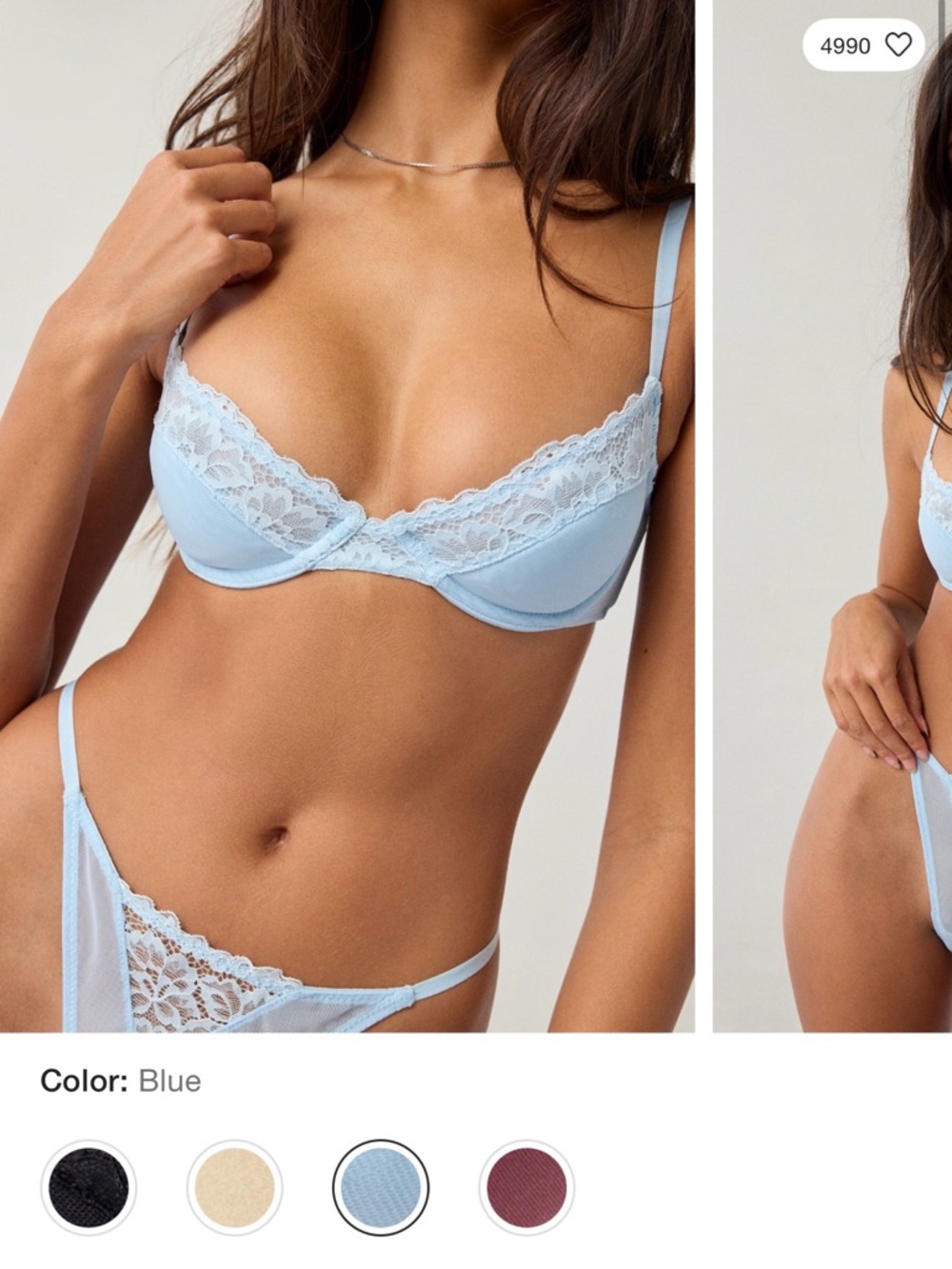 Urban Outfitters Light Blue Lace Underwire Bra